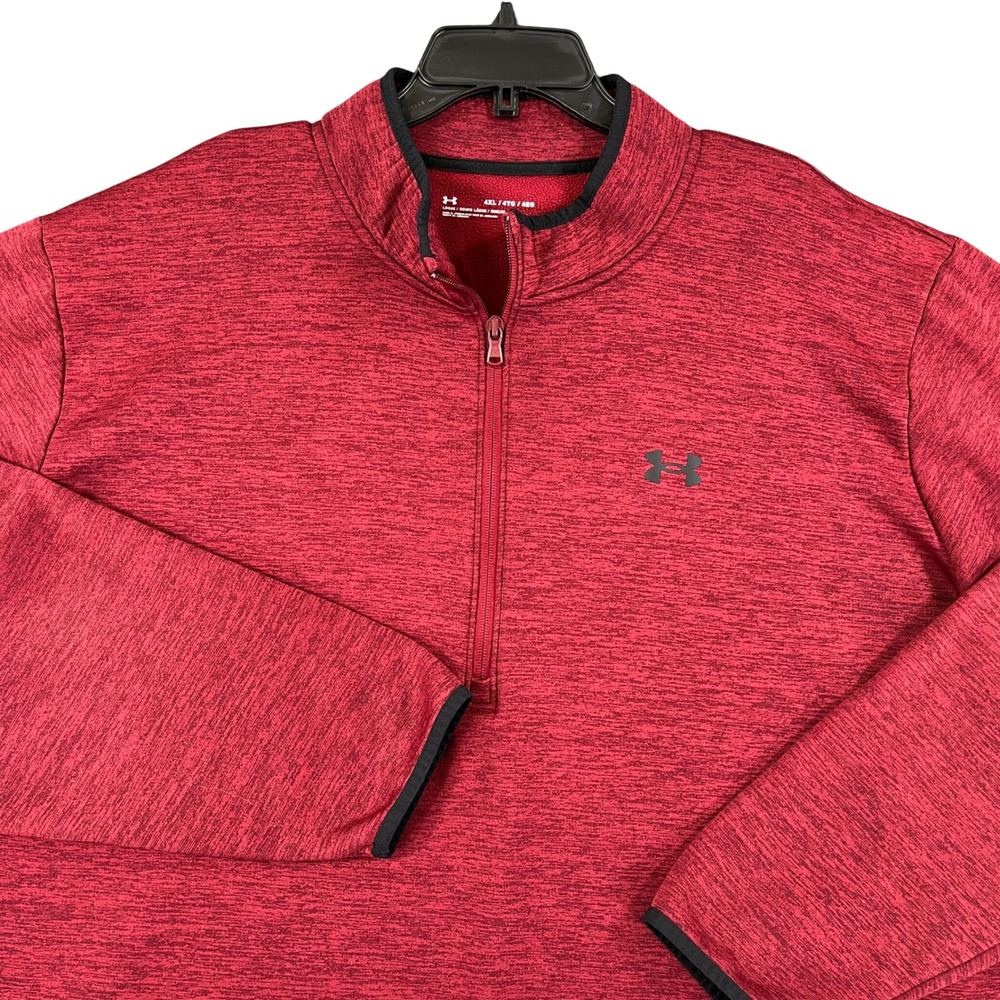 Under Armour Loose Fit Quarter Zip Pullover Mens 4XL Red Space Dye Training Top
